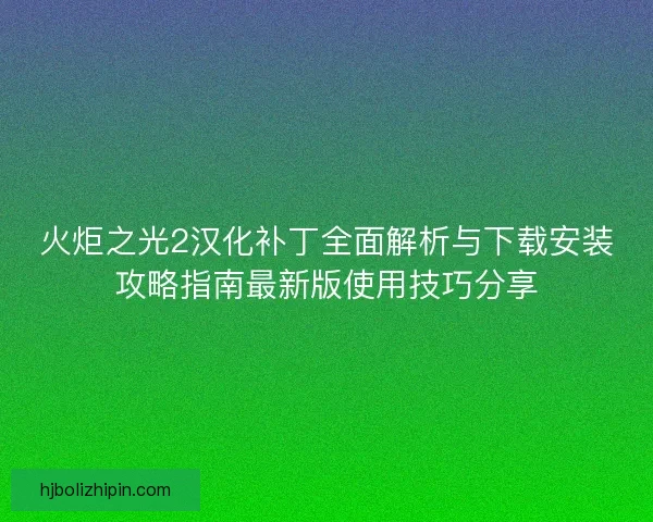 火炬之光2汉化补丁全面解析与下载安装攻略指南最新版使用技巧分享