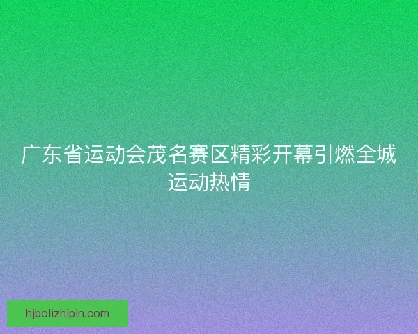 广东省运动会茂名赛区精彩开幕引燃全城运动热情